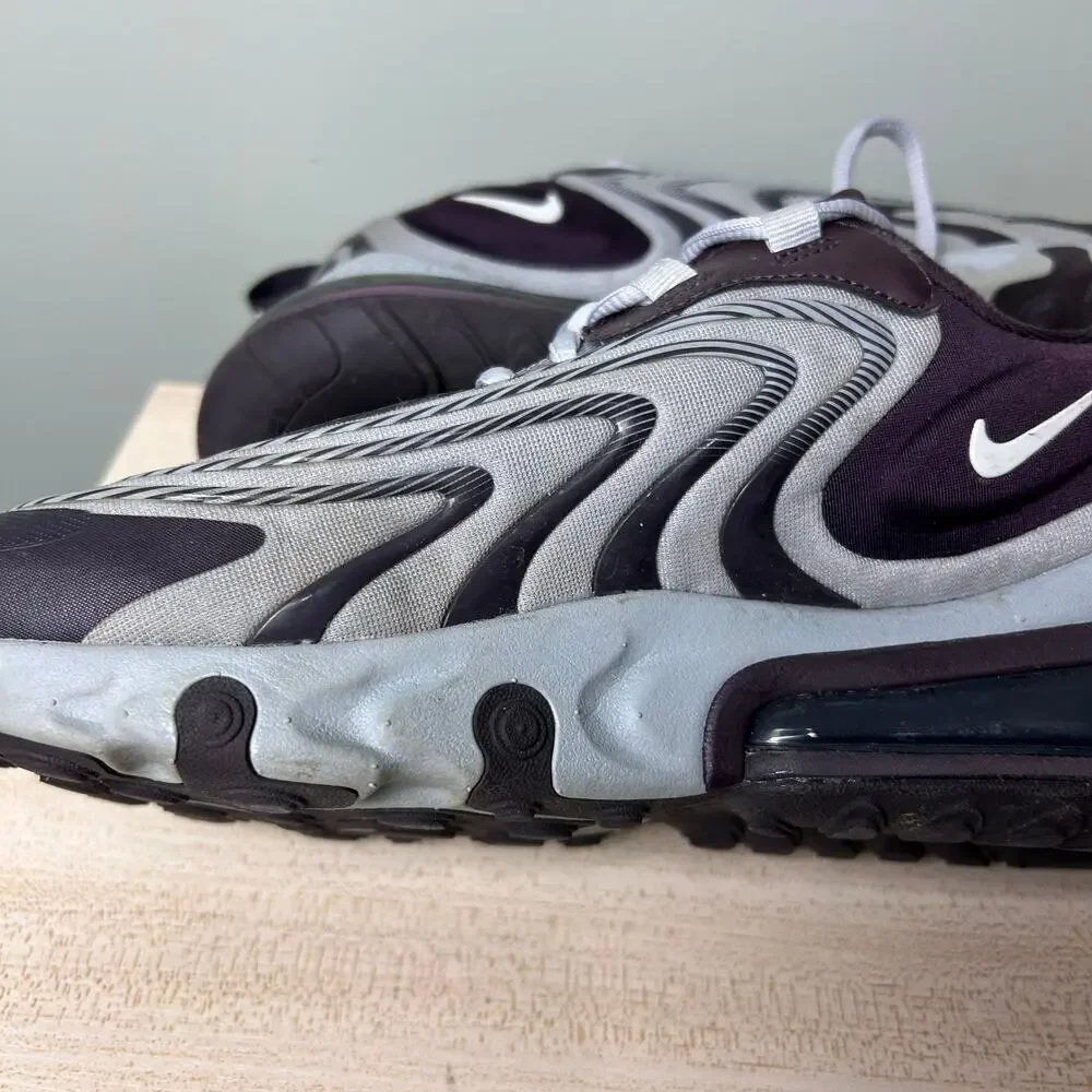 Nike Air Max 270 React ENG Sneakers Burgundy Grey Running Athletic Shoes sz 8.5